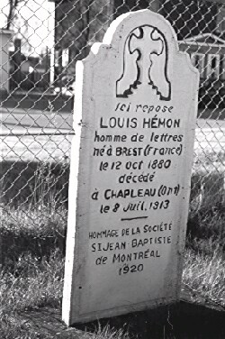 Louis Hémon's grave stone in Chapleau